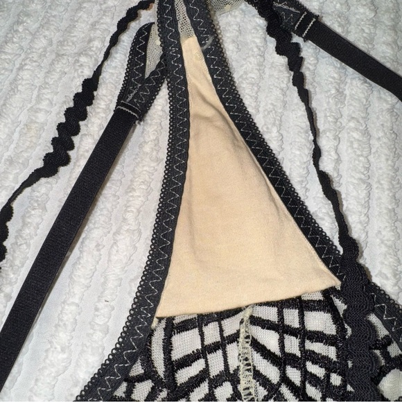 Splendies Black Sheer Mesh & Lace Thong 1X | Sexy Embroidered Detail | NWT - Picture 6 of 6